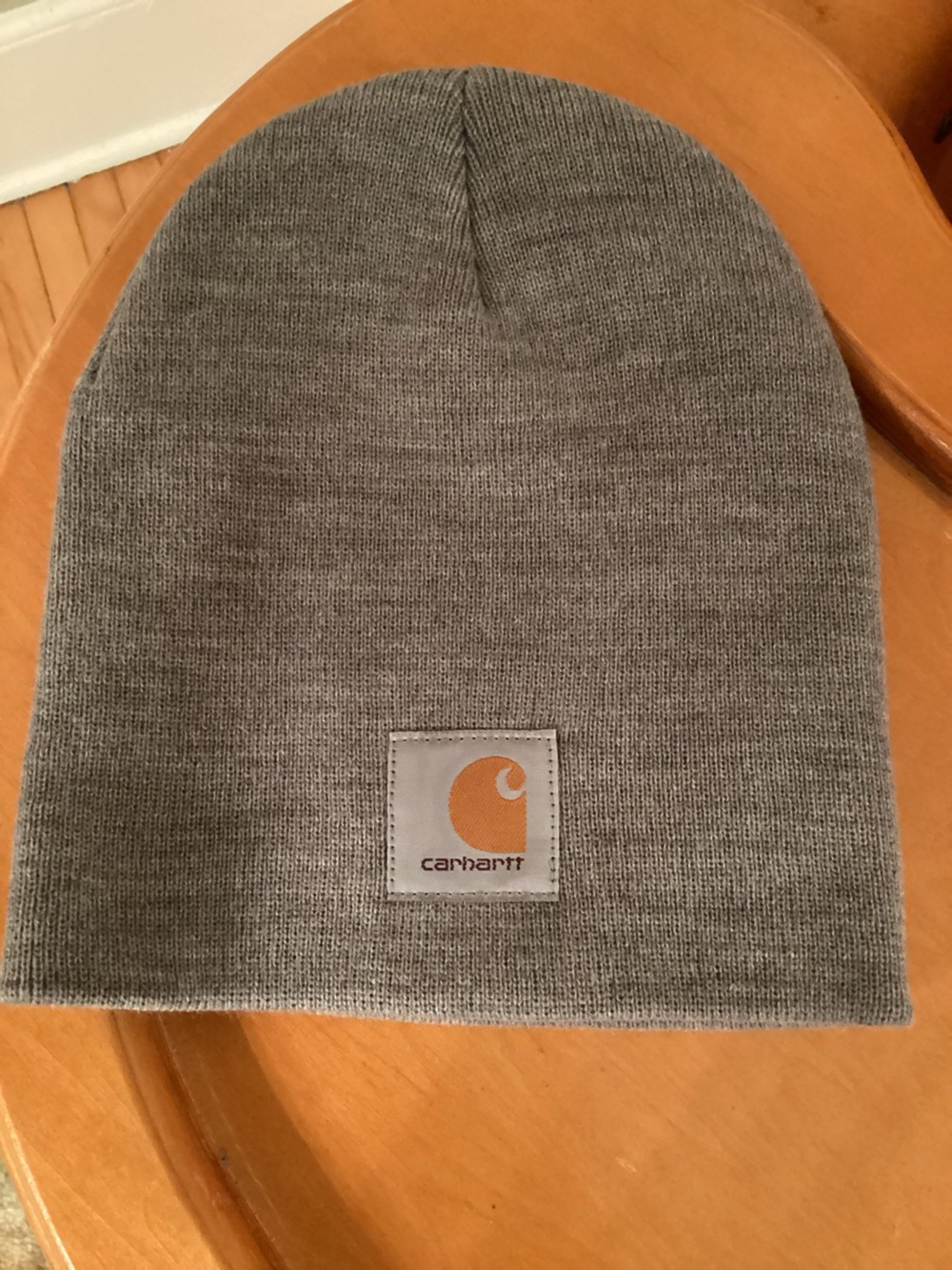 Classic heather gray Carhartt Knit Logo Patch Beanie